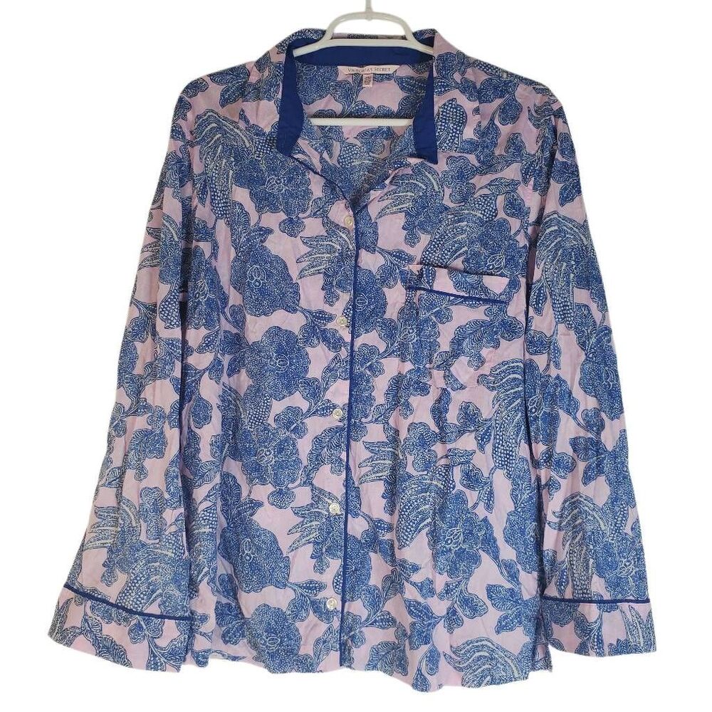 Victoria's Secret Mayfair Soft Night Gown Sleepshirt Pajama Top Pink Blue Large